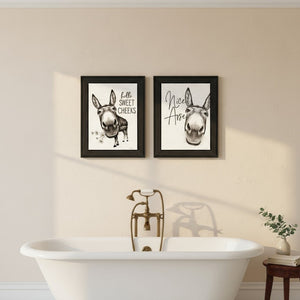 HomeRoots Set of Two Hello Sweet Cheeks! Framed Bathroom Wall Art – Playful Decor for a Chic Touch! 568674