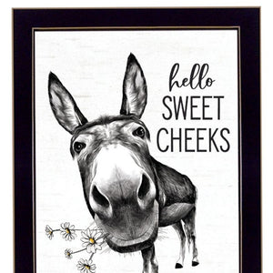 HomeRoots Set of Two Hello Sweet Cheeks! Playful Framed Bathroom Wall Art for a Charming Modern Touch 568675