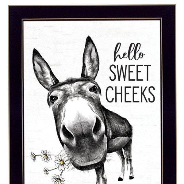 HomeRoots Set of Two Hello Sweet Cheeks! Playful Framed Bathroom Wall Art for a Charming Modern Touch 568675