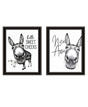 HomeRoots Set of Two Hello Sweet Cheeks! Stylish Black Framed Bathroom Art for a Playful Touch of Charm 568676
