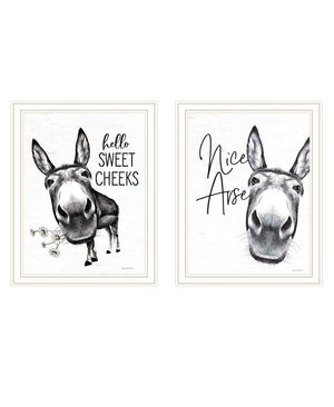 HomeRoots Set of Two Stylish Black Framed Bathroom Prints - Chic Hello Sweet Cheeks! Wall Art Decor 568677