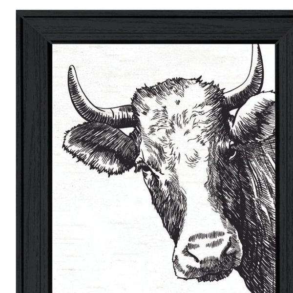 HomeRoots Set of Two HERD THAT! Black Framed Bathroom Prints - Modern Wall Art for Contemporary Spaces 568678
