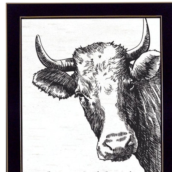 HomeRoots Set Of Two HERD THAT! Contemporary Black Framed Bathroom Wall Art for Stylish Home Decor Upgrade 568679