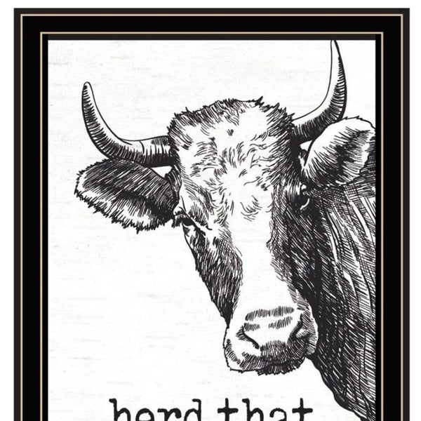 HomeRoots Set of Two HERD THAT! Chic Black Framed Bathroom Wall Art – Stylish Prints for Modern Decor 568680
