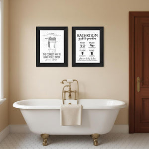 HomeRoots Set of Two Stylish Framed Bathroom Wall Art – Contemporary Guide to Procedures Prints for Decor 568682