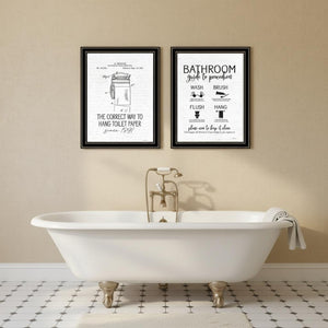 HomeRoots Set of Two Framed Bathroom Art Prints - Contemporary Black Wall Decor for Stylish Spaces 568684
