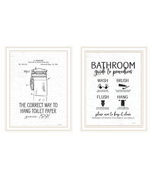 HomeRoots Set of Two Modern Framed Bathroom Wall Art Prints - Whimsical Acrylic Decor for Stylish Spaces 568685
