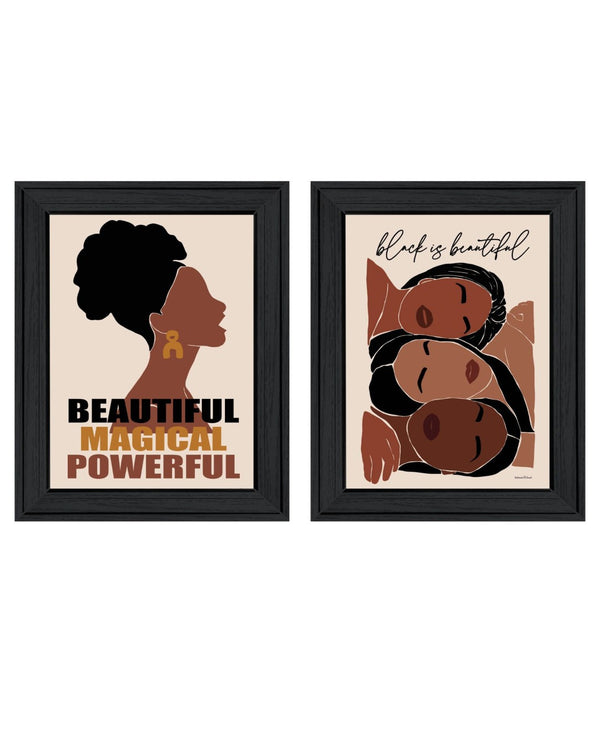 HomeRoots Set of Two Stunning Black is Beautiful Framed Art Prints – Modern Wall Decor for Home & Office Spaces 568686