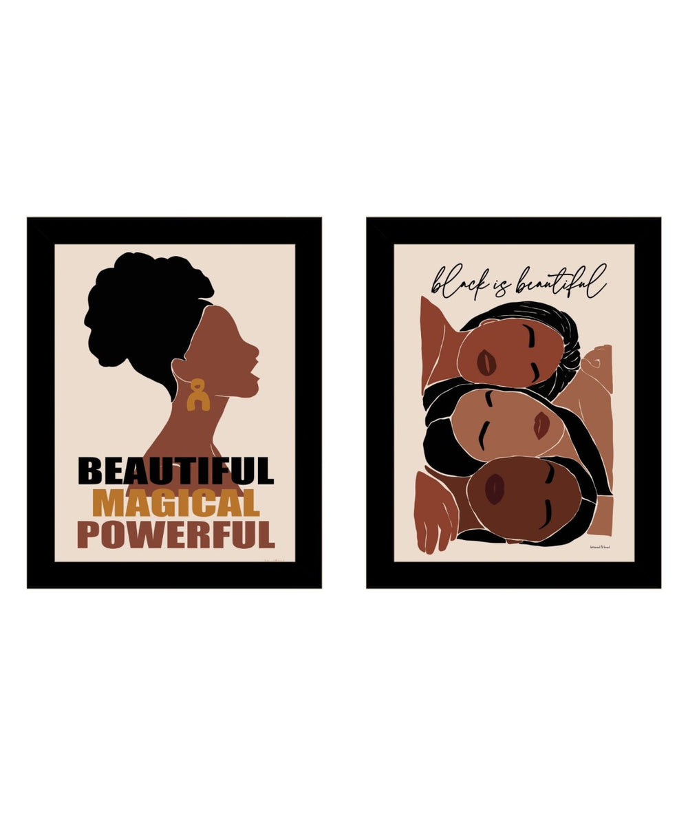 HomeRoots Set of Two Black Framed Wall Art Prints - Modern Acrylic Style Decor for Living Room & Office 568687