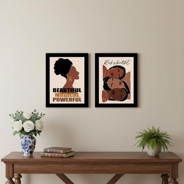 HomeRoots Set of Two Black Framed Wall Art Prints - Modern Acrylic Style Decor for Living Room & Office 568687