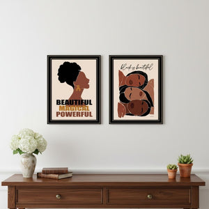 HomeRoots Set of Two Black is Beautiful Framed Wall Art - Modern Elegance for Home Décor and Easy Hanging 568688