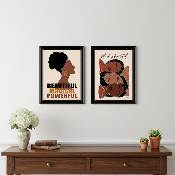 HomeRoots Set of Two Black is Beautiful Framed Wall Art - Modern Elegance for Home Décor and Easy Hanging 568688