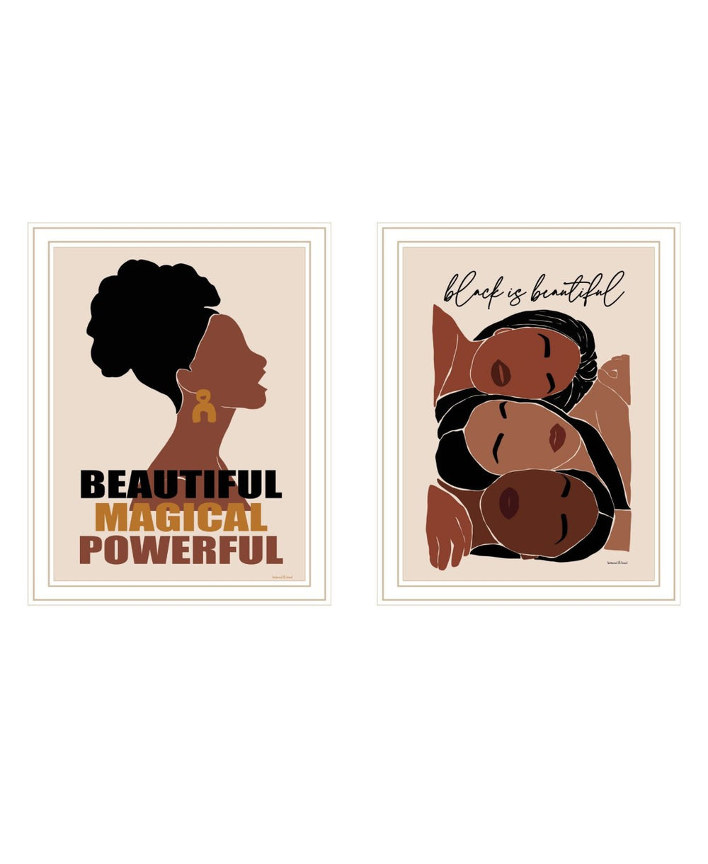 HomeRoots Set of Two Black is Beautiful Framed Wall Art Prints – Modern Typography for Stylish Home Décor 568689