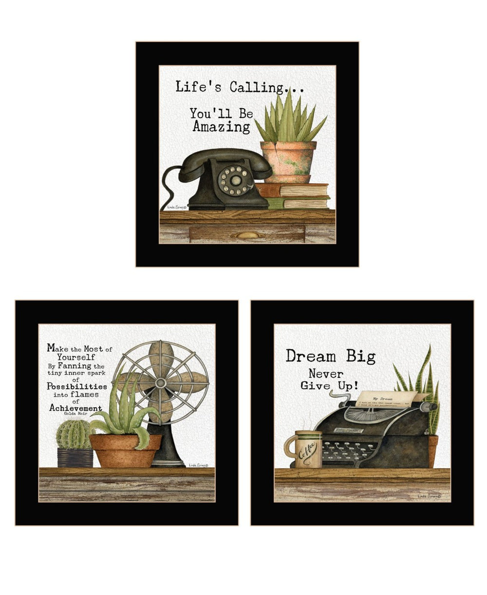 HomeRoots Set of Three Modern Black Framed Wall Art - Vibrant Acrylic Prints for Stylish Home Decor 568691