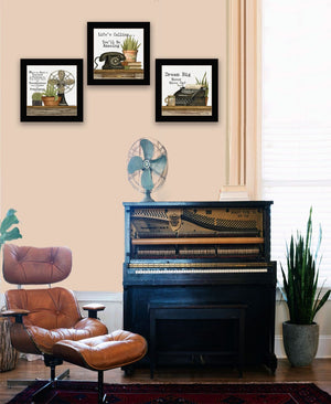 HomeRoots Set of Three Modern Black Framed Wall Art - Vibrant Acrylic Prints for Stylish Home Decor 568691