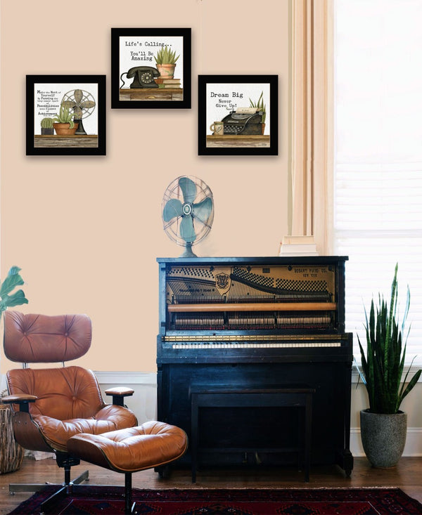 HomeRoots Set of Three Modern Black Framed Wall Art - Vibrant Acrylic Prints for Stylish Home Decor 568691
