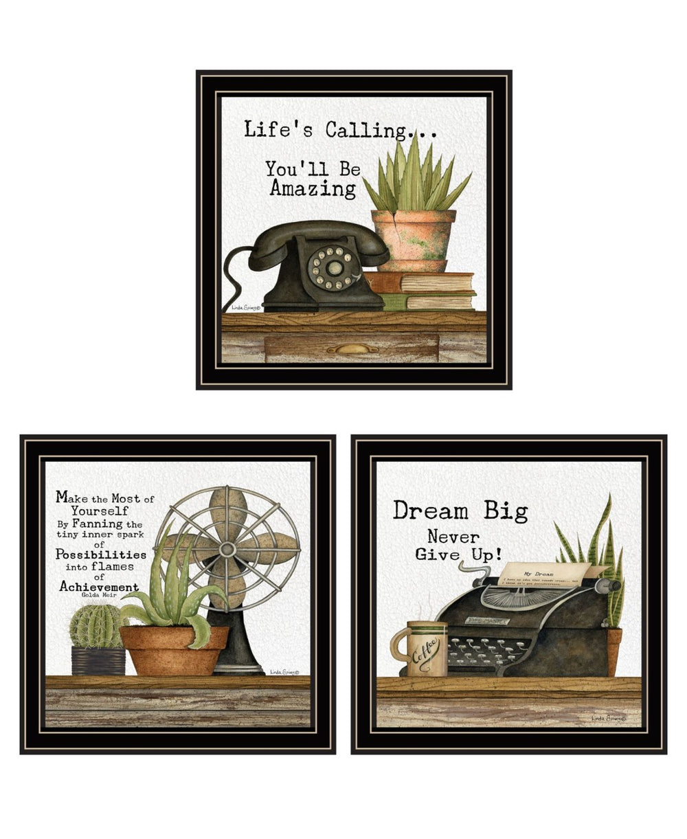 HomeRoots Set of Three Modern Black Framed Wall Art Prints – Chic Acrylic Style Décor for Any Room 568692