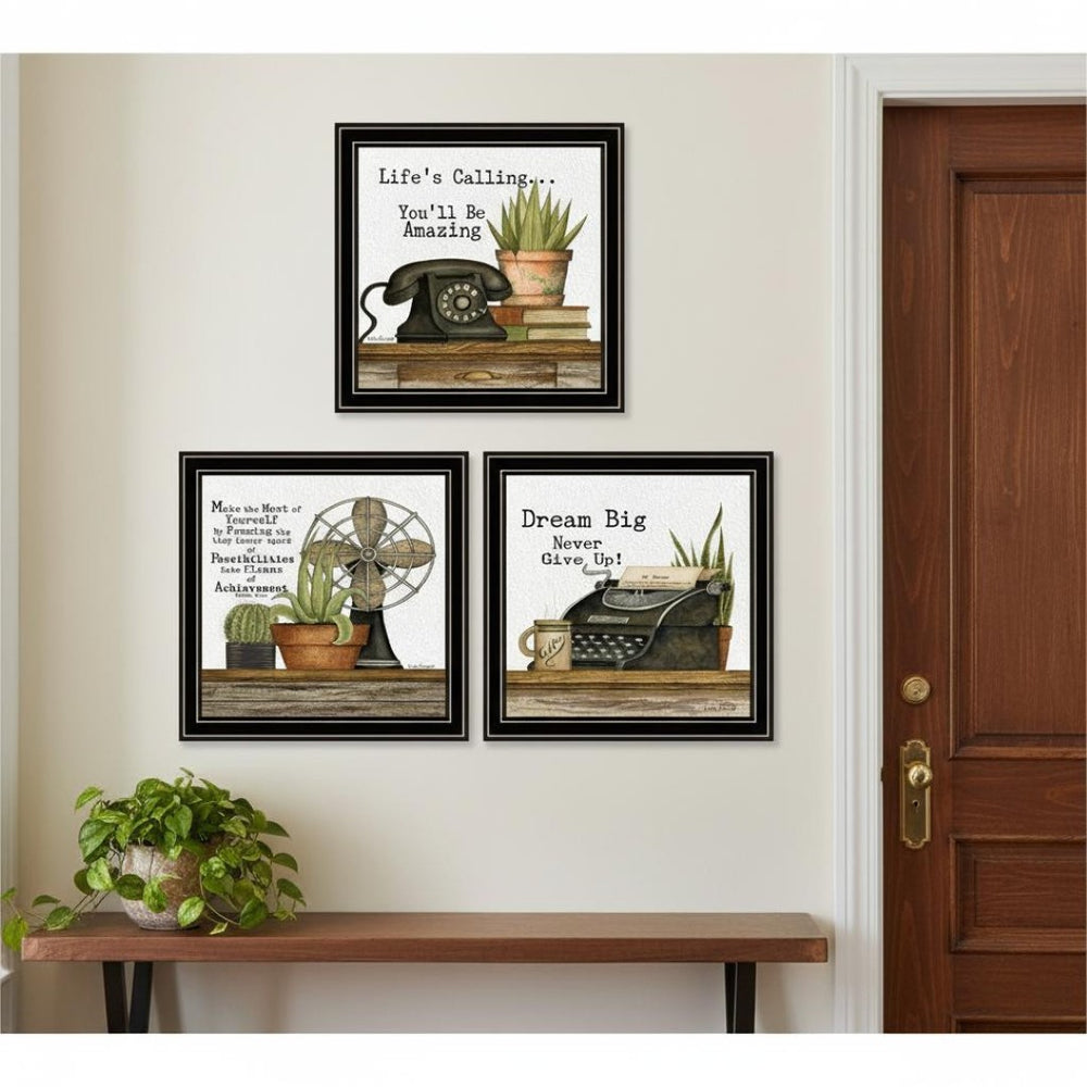 HomeRoots Set of Three Modern Black Framed Wall Art Prints – Chic Acrylic Style Décor for Any Room 568692