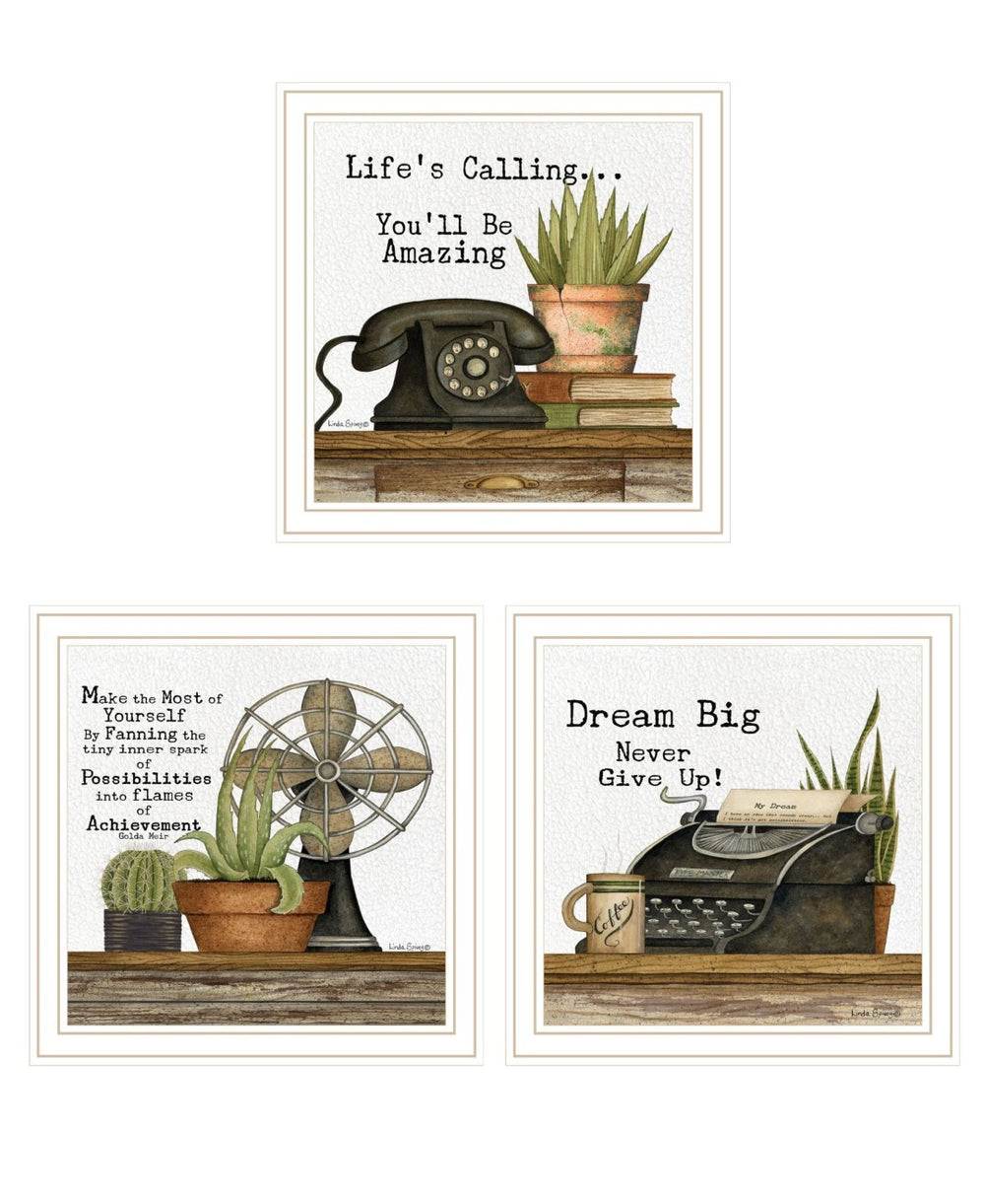 HomeRoots Set of Three Contemporary Framed Wall Art Prints – Vibrant Acrylic Reproductions for Any Room 568693