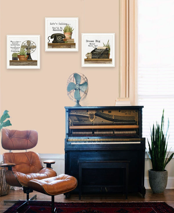 HomeRoots Set of Three Contemporary Framed Wall Art Prints – Vibrant Acrylic Reproductions for Any Room 568693