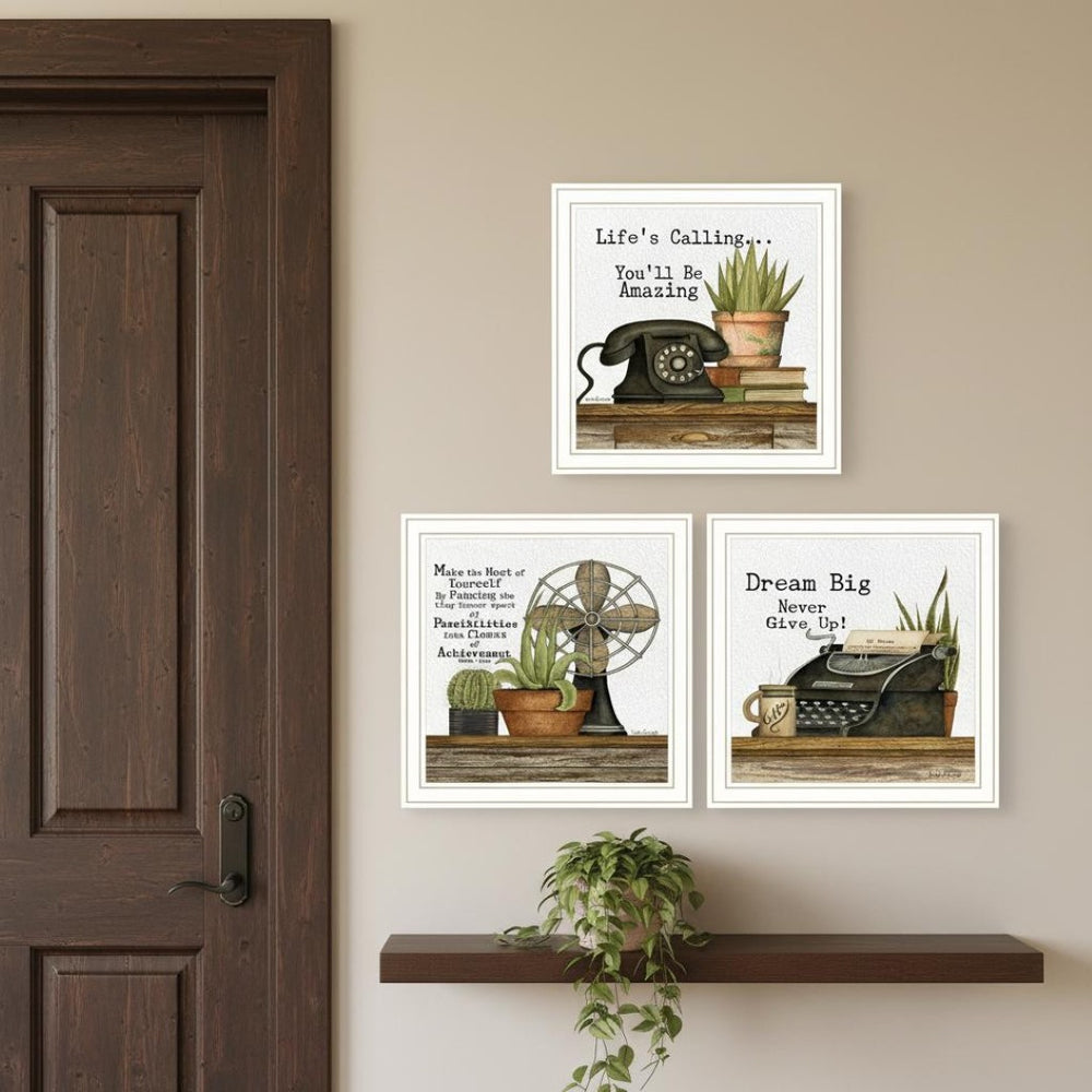 HomeRoots Set of Three Contemporary Framed Wall Art Prints – Vibrant Acrylic Reproductions for Any Room 568693