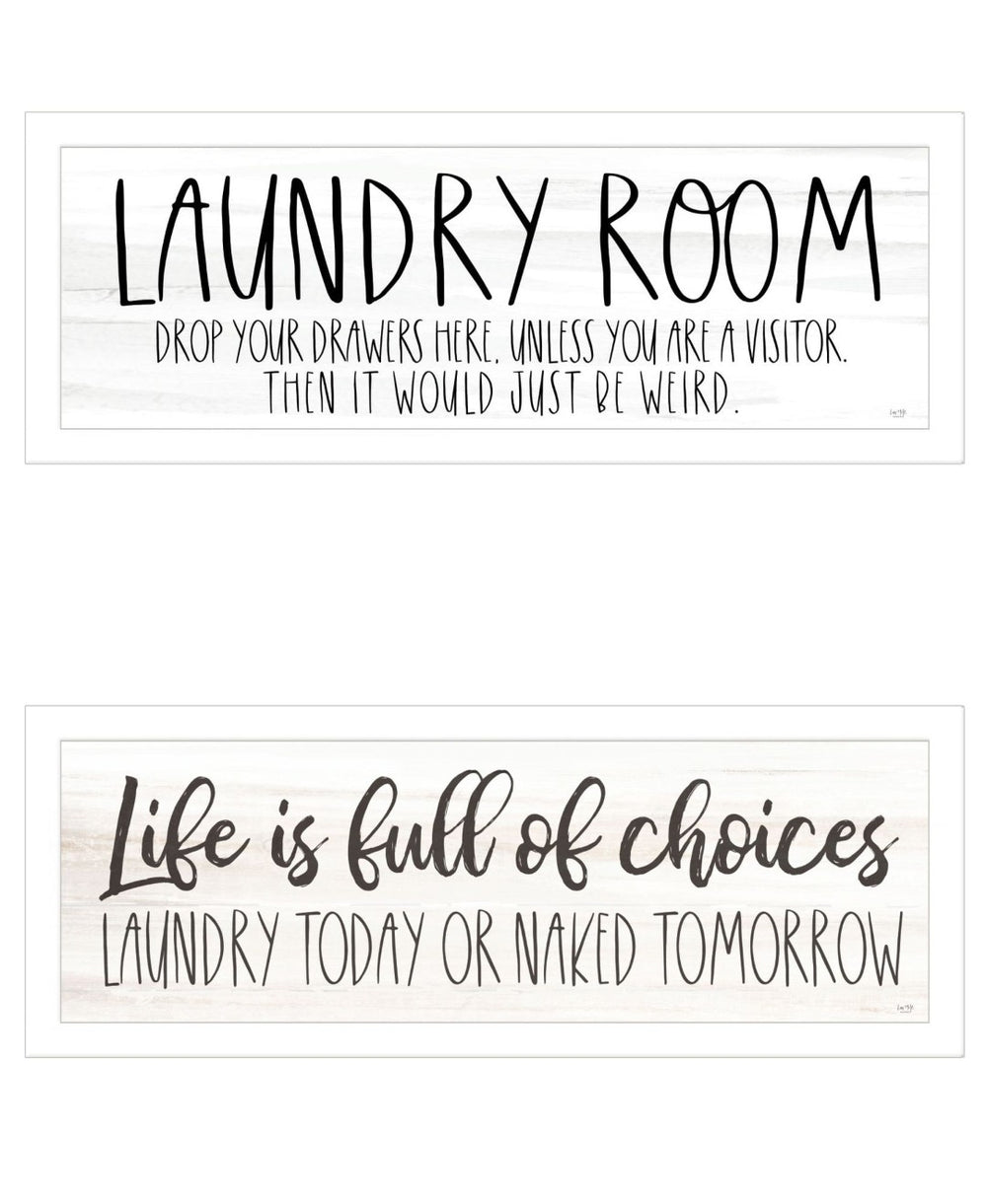 HomeRoots Set of Two Framed Laundry Wall Art - Witty Home Decor with Playful Quotes for Stylish Spaces! 568694