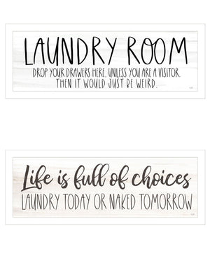 HomeRoots Set of Two Framed Laundry Wall Art - Witty Home Decor with Playful Quotes for Stylish Spaces! 568694