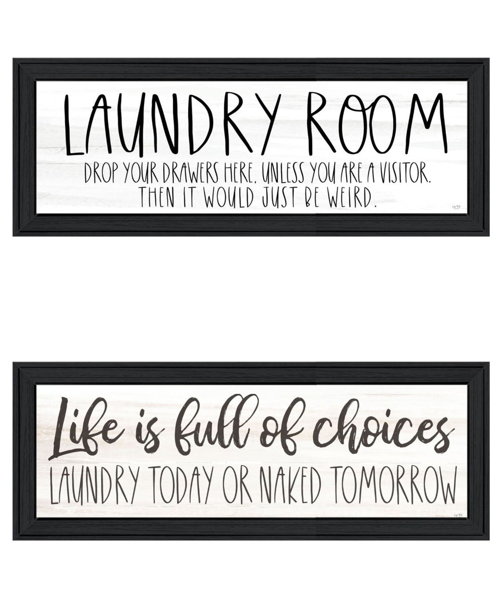HomeRoots Set of Two Humorous Laundry Wall Art Prints - "Life is Full of Choices" Framed Décor for Fun Spaces 568696