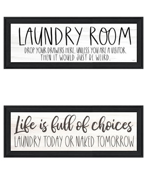 HomeRoots Set of Two Humorous Laundry Wall Art Prints - "Life is Full of Choices" Framed Décor for Fun Spaces 568696