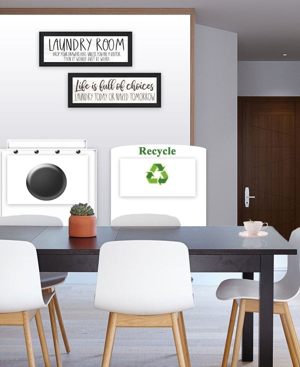 HomeRoots Set of Two Humorous Laundry Wall Art Prints - "Life is Full of Choices" Framed Décor for Fun Spaces 568696