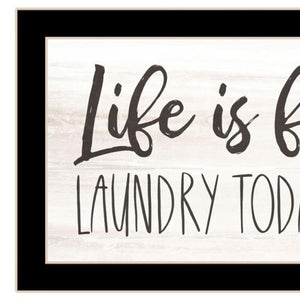 HomeRoots Set of Two Humorous Laundry Wall Art Prints - Modern Black Framed Decor for Fun Home Spaces 568697