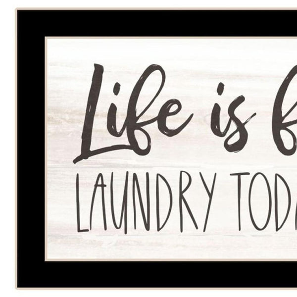 HomeRoots Set of Two Humorous Laundry Wall Art Prints - Modern Black Framed Decor for Fun Home Spaces 568697
