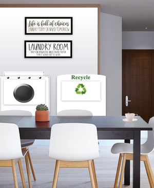 HomeRoots Set of Two Playful Laundry Wall Art with Black Frames – Humorous and Stylish Décor for Your Space! 568698