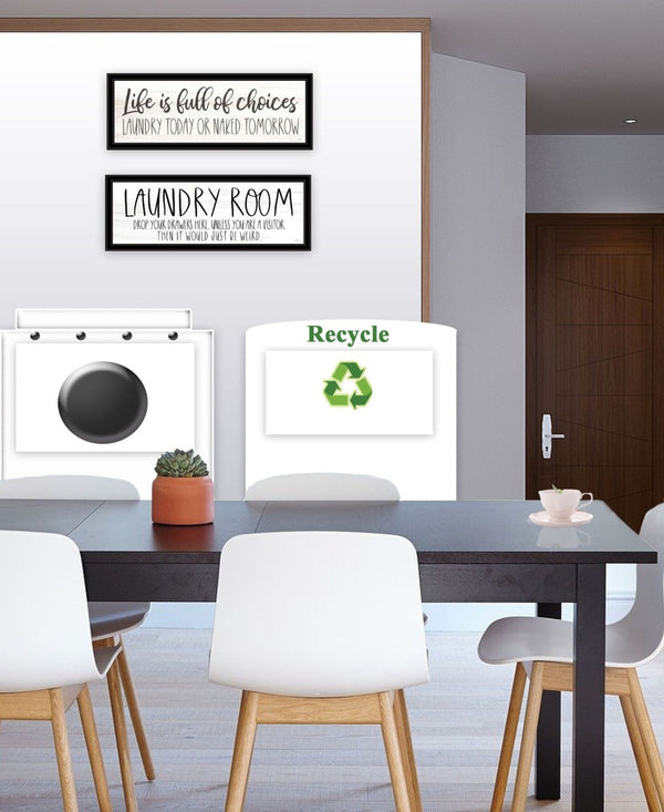 HomeRoots Set of Two Playful Laundry Wall Art with Black Frames – Humorous and Stylish Décor for Your Space! 568698