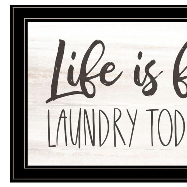 HomeRoots Set of Two Playful Laundry Wall Art with Black Frames – Humorous and Stylish Décor for Your Space! 568698
