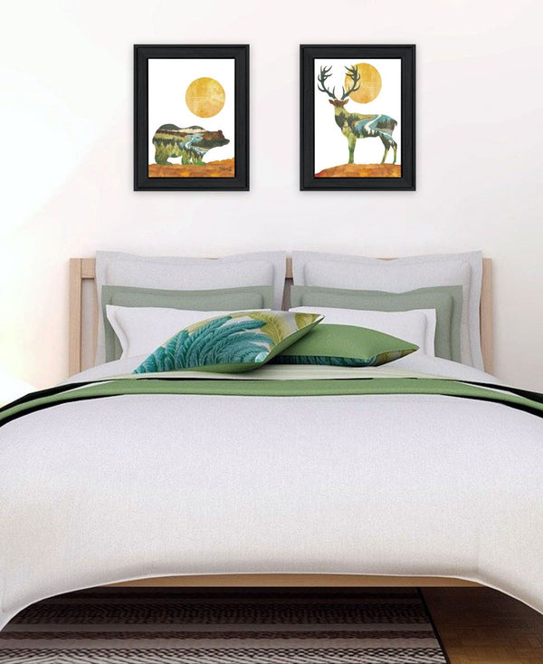 HomeRoots Set of Two Bear and Deer Framed Wall Art - Elegant Nature Prints for Modern Rustic Home Decor 568699