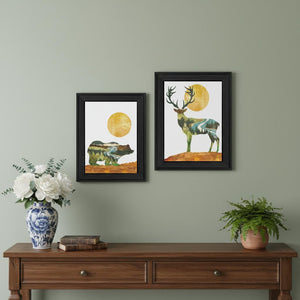 HomeRoots Set of Two Bear and Deer Framed Wall Art - Elegant Nature Prints for Modern Rustic Home Decor 568699