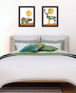 HomeRoots Set of Two Framed Bear and Deer Prints - Modern Nature Art for Stylish Home Décor and Accent Walls 568701