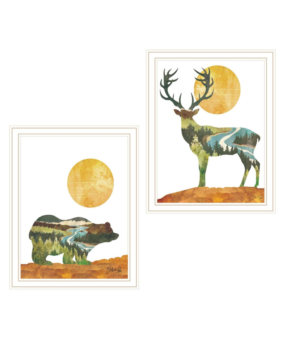 HomeRoots Set of Two Rustic Bear and Deer Framed Wall Art - Gallery-Ready Decor for Modern Living Spaces 568702
