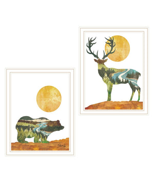 HomeRoots Set of Two Rustic Bear and Deer Framed Wall Art - Gallery-Ready Decor for Modern Living Spaces 568702