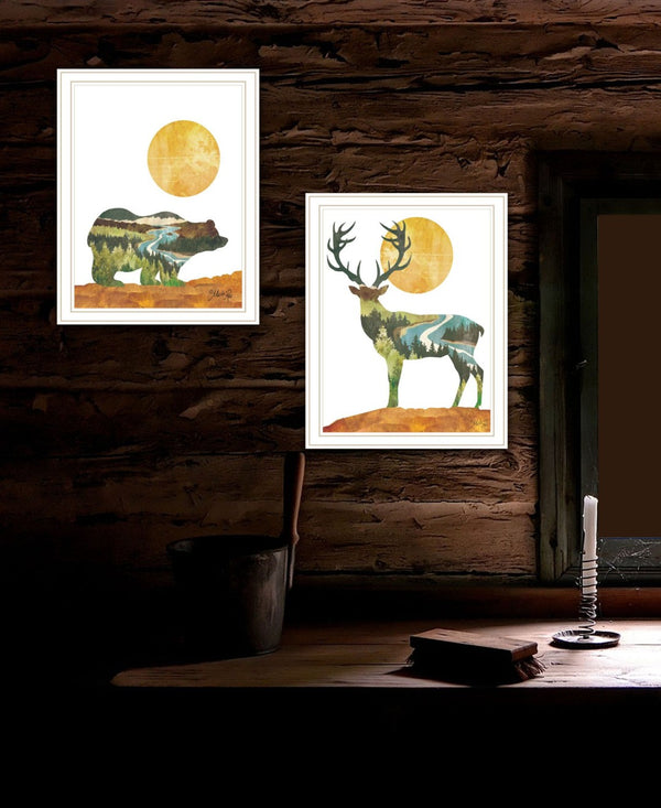 HomeRoots Set of Two Rustic Bear and Deer Framed Wall Art - Gallery-Ready Decor for Modern Living Spaces 568702