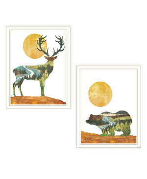 HomeRoots Set of Two Rustic Bear and Deer Framed Wall Art - Gallery-Ready Decor for Modern Living Spaces 568702