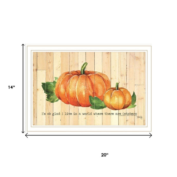 HomeRoots Set of Two Framed Fall Pumpkin Prints - Cheerful Wall Art for Modern & Farmhouse Decor 568703