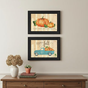 HomeRoots Set of Two Charming Happy Fall Pumpkins Framed Wall Art for Cozy Autumn Decor & Stylish Home Accents 568704