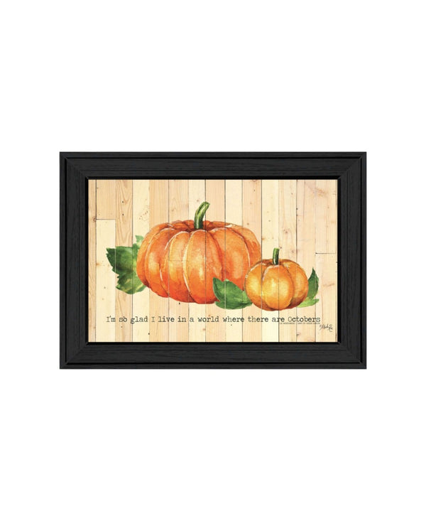 HomeRoots Set of Two Charming Happy Fall Pumpkins Framed Wall Art for Cozy Autumn Decor & Stylish Home Accents 568704