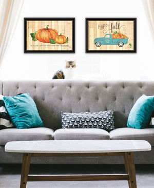 HomeRoots Set of Two Charming October Pumpkin Wall Art Prints in Black Frames – Perfect for Autumn Decor! 568705