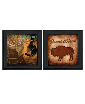 HomeRoots Set of Two Western Charm Black Framed Wall Art Prints - Vivid Decor for Home & Living Spaces 568711