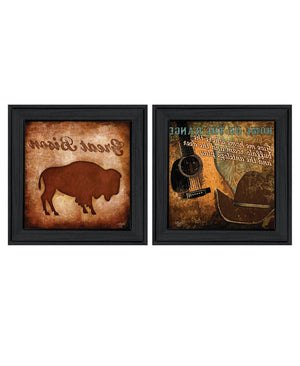 HomeRoots Set of Two Western Charm Black Framed Wall Art Prints - Vivid Decor for Home & Living Spaces 568711