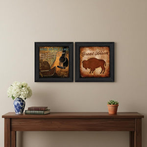 HomeRoots Set of Two Western Charm Black Framed Wall Art Prints - Vivid Decor for Home & Living Spaces 568711