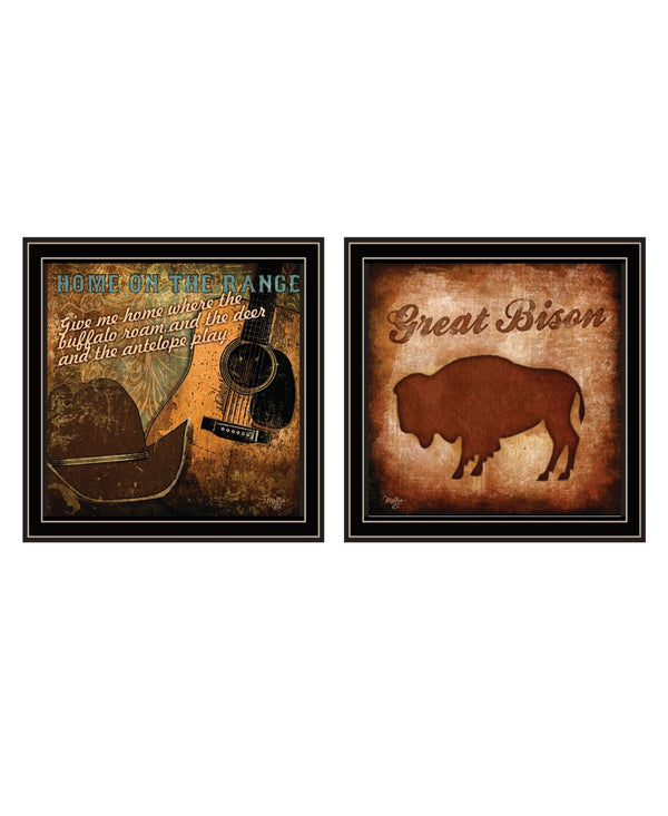 HomeRoots Set of Two Western Framed Wall Art - Bold Acrylic-Style Prints for Rustic Home Décor and Charm 568713